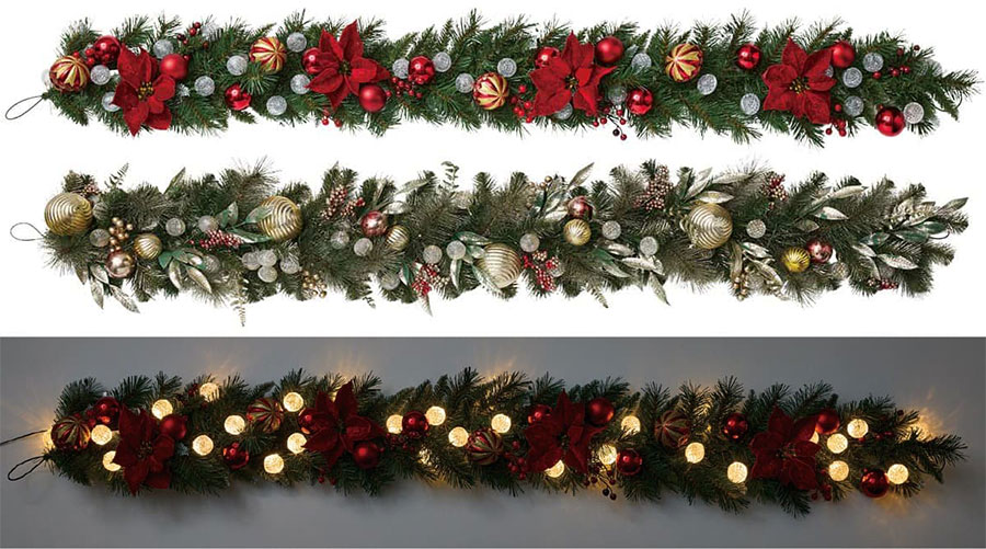 LEDボールライト付きクリスマスガーランド